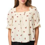 Blouse Beige Femme Pieces Pcthea 3/4 Square Neck pas cher