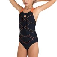 Maillot de bain 1 pièce Noir/Orange Fille Arena Mark pas cher