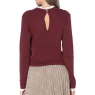 Pull Bordeaux et dentelle femme Vila Ulle vue 2