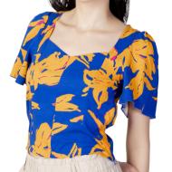 Blouse Bleu/Orange à Motifs Femme Only Alma