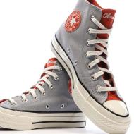 Baskets Grises/Rouges Homme Converse Chuck 70 Letterman vue 7