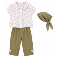 Ensemble Blanc/Kaki Fille P'tit Mome Iris pas cher