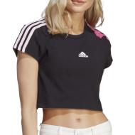 T-shirt Noir/Rose Femme Adidas Flower pas cher