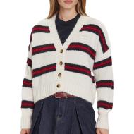 Gilet Ecru à Rayures Femme Tommy Hilfiger Tjw Badge Stripe pas cher