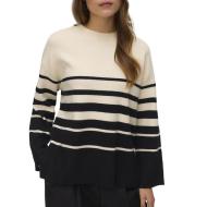 Pull Beige/Noir à rayures Femme Vero Moda Saba pas cher