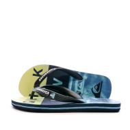 Tongs Jaune/Bleu Garçon Quiksilver Molokaï Wordblock pas cher