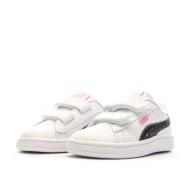 Baskets Blanches/Noires/Roses Fille Puma Smash 3.0 vue 6