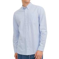 Chemise Manches longues Rayures Blanc/Bleu HommeJack & Jones Oxford pas cher