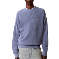 Pull Bleu Clair Homme Calvin Klein Jeans Waffle pas cher