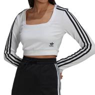 T-shirt manches longues Blanc Femme Adidas Sleeve pas cher