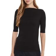 T-Shirt Noir Femme Calvin Klein Jeans Half Supima Boat pas cher