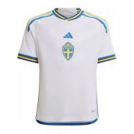 Suède Maillot de foot Blanc/Bleu/Jaune Garçon Adidas 2022 pas cher