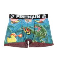 Boxer Turquoise/Jaune Homme Freegun Microfibre pas cher