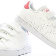 Baskets Blanches/Rose Fille Adidas Advantage vue 7