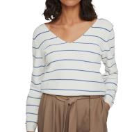 Pull Blanc à Rayures Femme Vila Chao