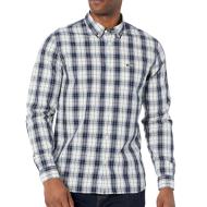 Chemise Manches Longues Gris/Bleu Homme Lacoste Laponie pas cher