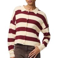 Gilet Rouge/Beige Femme Pieces Jassy pas cher