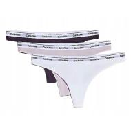 Lot de 3 Strings Noir/Blanc/Violet Femme Calvin Klein Jeans Thong pas cher