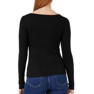 T-shirt Manches Longues Noir Femme Tommy Hilfiger Button vue 2