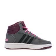 Baskets Grises Fille Adidas Hoops Mid 2.0 K vue 2