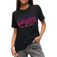 T-shirt Noir Femme Superdry Tonal Graphic pas cher