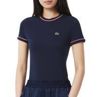 T-shirt Marine Femme Lacoste Contrast Accent pas cher