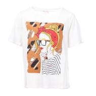 T-shirt Blanc/Marron Fille Teddy Smith T-FACE MC JR