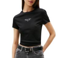 T-Shirt Slim Noir Femme Tommy Hilfiger Logo