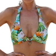 Top de bikini verde/azul para mujer, Garin de Sable, triangular, de espuma barato