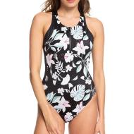 Maillot De Bain 1 Pièce Noir/Fleurs Femme Roxy Fitness pas cher