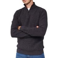 Pull Noir Homme Deeluxe Henley 1/4 zip pas cher