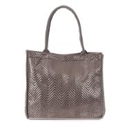 Sac Caba Fourre tout Gris Métallique Stella Green Matelasse Chevron 3 pas cher