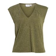 Top pailleté kaki femme VILA neck pas cher