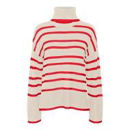 Pull Beige/Rouge Femme Vero Moda Saba pas cher