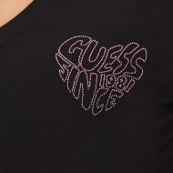 T-shirt Noir Femme Guess Mini Heart vue 3