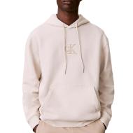 Sweat à Capuche Écru Homme Calvin Klein Jeans 350 pas cher