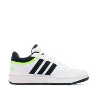 Baskets Blanc/Noir Enfant Adidas Hoops 3.0 K vue 2