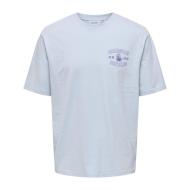 T-shirt Bleu Homme Only & Sons Onscatisfaction pas cher