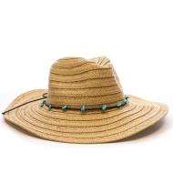 Chapeau de soleil en paille à large bord Via Lorenzo Fedora vue 2