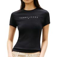 T-shirt Slim Noir Femme Tommy Hilfiger Linear pas cher