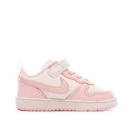 Baskets Blanc/Rose Fille Nike Court Borough Low 2 vue 2