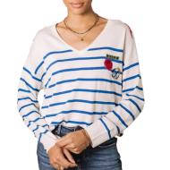 Jersey blanco con rayas azules para mujer Freeman Porter Isabel Stripes barato