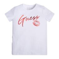 T-shirt Blanc Fille Guess Kiss pas cher