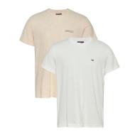 2x T-Shirt Beige/Blanc Homme Tommy Hilfiger DM0DM21344 pas cher