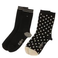 X2 Paires de Chaussettes Noir Femme Kickers Cho12 pas cher