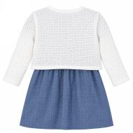 Ensemble Robe + Gilet Bleu/Blanc Bébé P'tit Mome Helena vue 2