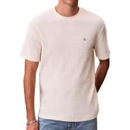 Beiges Herren-T-Shirt von Calvin Klein Jeans mit Waffel-Emblem günstig