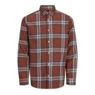 Chemise Terracotta/Bleu Homme Jack & Jones Shua pas cher