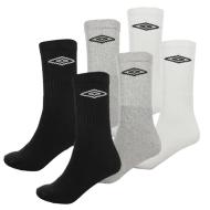 X6 Paires de Chaussettes Blanc/Noir/Gris Homme Umbro P6 pas cher
