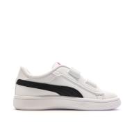 Baskets Blanches/Noires/Roses Fille Puma Smash 3.0 vue 2